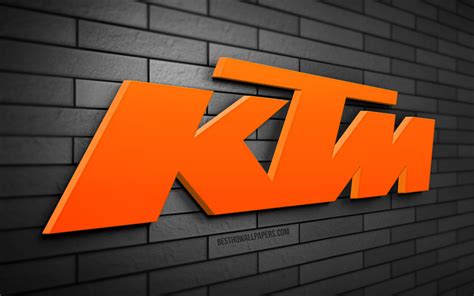 Download wallpapers KTM 3D logo, 4K, gray brickwall, creative, motorcycles brands, KTM logo, 3D ...