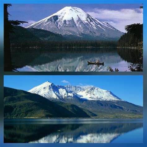 Mount St. Helens before and after the eruption of 1980 : r/pics