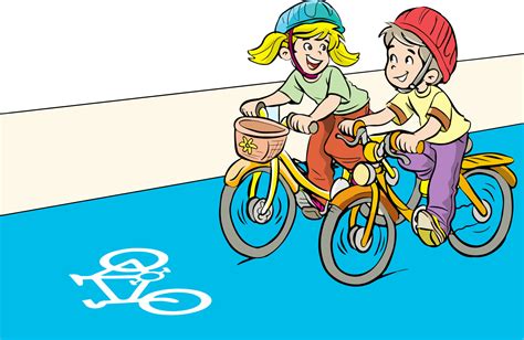 Kids Riding Bikes Cartoon