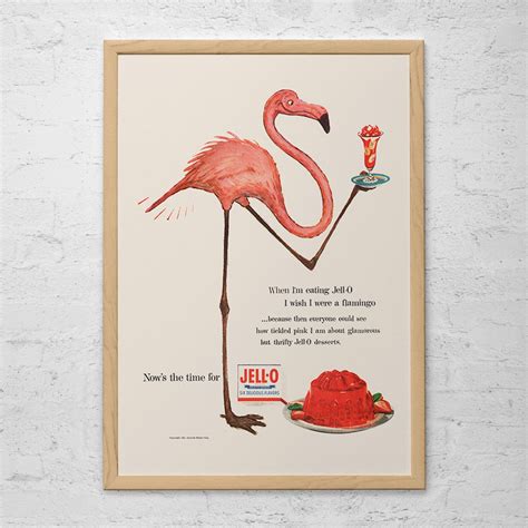 PINK FLAMINGO AD With Jelly, Pink Flamingo Poster, Vintage Kitchen Poster, Retro Wall Art - Etsy ...