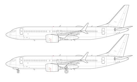 Boeing 737 MAX 8 blank illustration templates – Norebbo