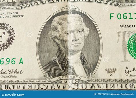 Portrait of President Thomas Jefferson on a 2 Dollar Bill . Close Up Stock Image - Image of bill ...