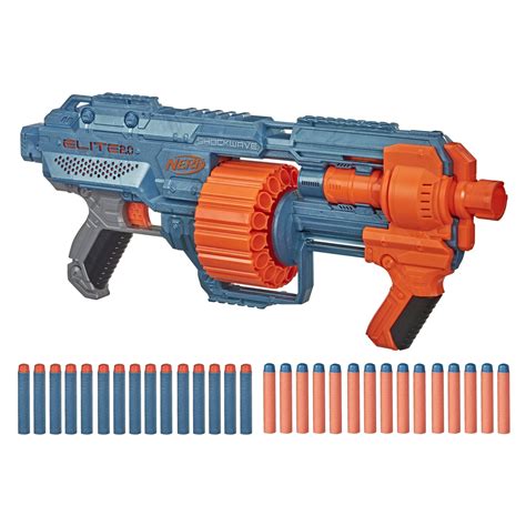 Nerf Elite 2.0 Shockwave RD-15 Dart Blaster, 30 Nerf Elite Darts, 15-Dart Rotating Drum, Kids ...