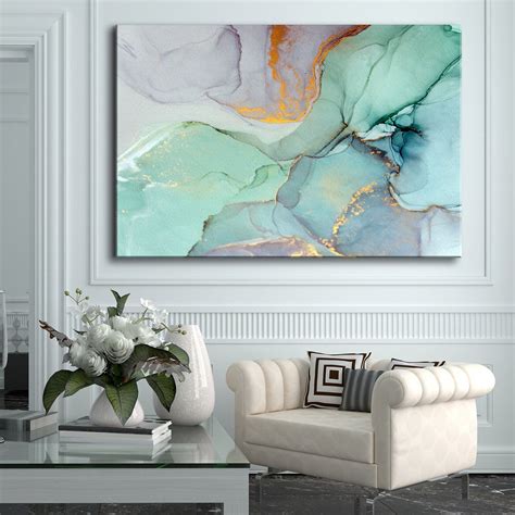 Beautiful Extra Large Framed canvas Wall Art, Abstract Green Gold Flower | Wall canvas, Wall ...