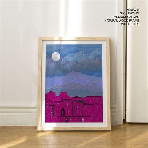 Abstract night pink cityscape painting - Wall Art, Hanging Wall Decor ...