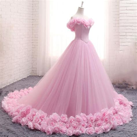 Romantic Pink Rose Wedding Dress Princess Ball Gown Quinceanera Debuta – Siaoryne