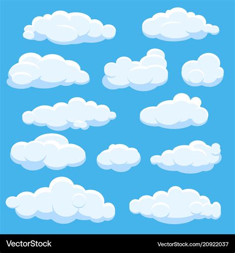 Cartoon clouds on blue sky Royalty Free Vector Image