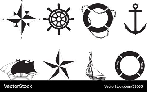 Set of nautical symbols Royalty Free Vector Image