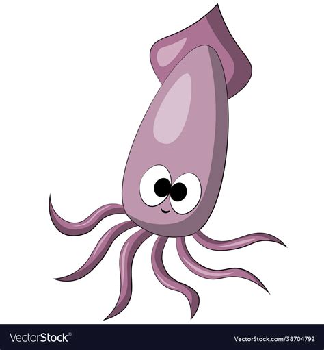 Cute cartoon squid draw in color Royalty Free Vector Image