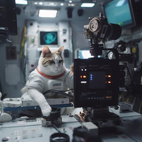 Premium Photo | A cat in a space suit is wearing a space suit.