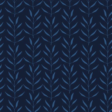 Dark Blue Floral Pattern with Herbs and Leaves 21529693 Vector Art at ...