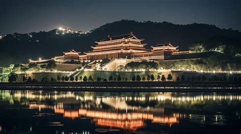 Premium AI Image | Night view of The National Palace Museum