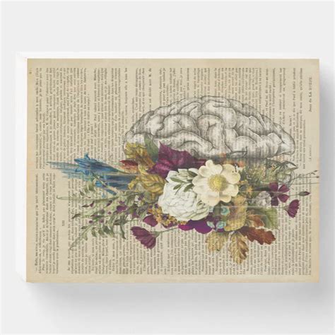 medical floral brain anatomy poster wooden box sign | Zazzle