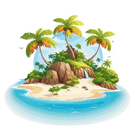 Premium Vector | Exotic island vector on a white background