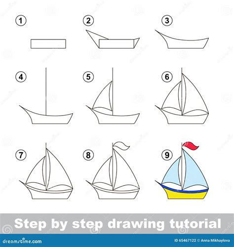 Drawing Tutorial. How To Draw a Boat Stock Vector - Illustration of toddler, logic: 65467122