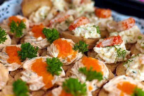 Canapes with caviar and paste, close-up | Stock Photo | Colourbox