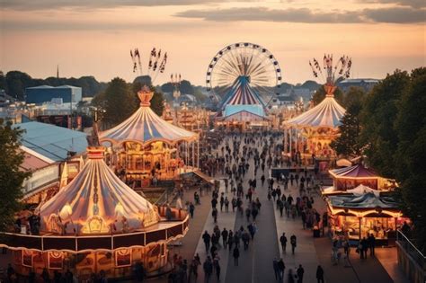 Premium AI Image | the oktoberfest in Munich beertents and fairground rides on the oktoberfest ...