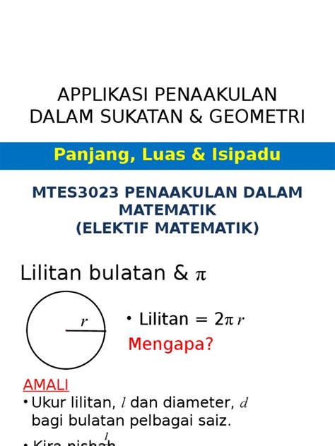 formula luas bulatan diameter - Piers Russell