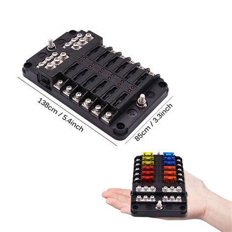 12 Way Fuse Block Blade Fuse Box Holder 12 Circuit Car Ato/Atc Fuse Block Waterproof with 20Pcs ...