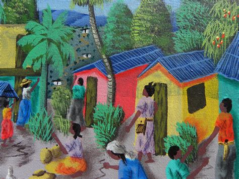 Haitian art colorful detailed contemporary naive style painting from jbfinearts on Ruby Lane