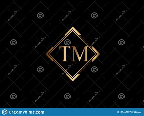 TM Initial Diamond Shape Gold Color Later Logo Design Stock Vector - Illustration of sign, desig ...