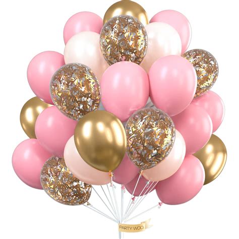 Buy PartyWoo Pink and Gold Balloons, 50 pcs Pink Balloons, Gold ...