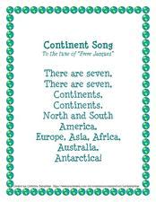 Continent Song Lesson Plan for Kindergarten - 2nd Grade | Lesson Planet