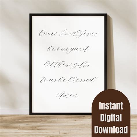 Come Lord Jesus Prayer Printable Wall Art, Prayer Printable, Bible Verse Wall Art, Scripture ...