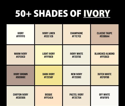 50+ Shades of Ivory Color (Names, HEX, RGB, & CMYK Codes) – CreativeBooster