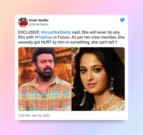 Anushka Shetty to never work with Prabhas? Here's viral tweet