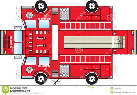 Paper Foldable Fire Truck - Origami