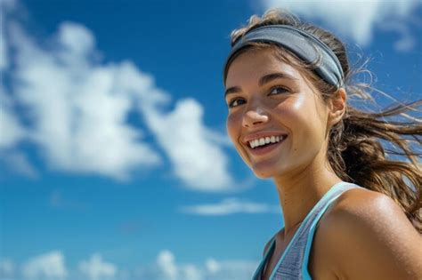 Premium Photo | Woman Enjoying Morning Jog Under Blue Sky