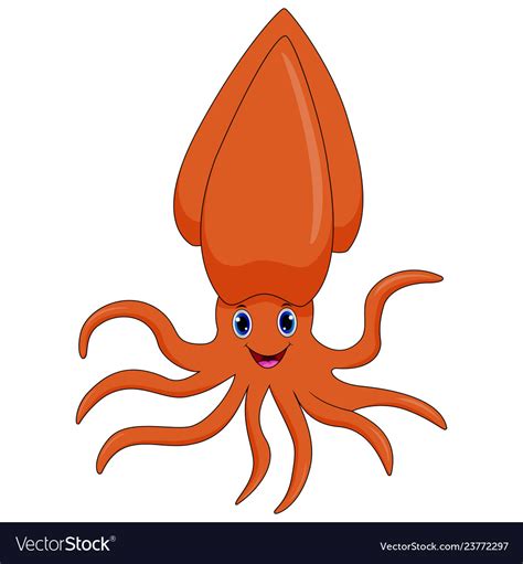 Cute cartoon squid Royalty Free Vector Image - VectorStock