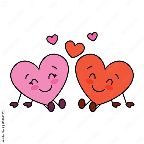 cute hearts couple sitting cartoon love relationship vector illustration Stock Vector | Adobe Stock