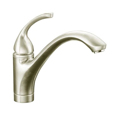 Shop KOHLER Forte Vibrant Brushed Nickel 1-Handle Low-Arc Kitchen Faucet at Lowes.com