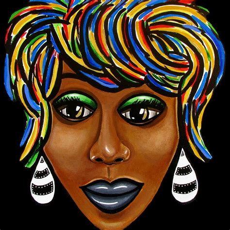 Abstract Black Woman Face Art Pop Art Colorful Afrocentric Painting African Lady Painting by ...