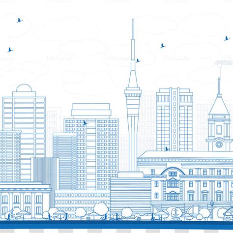 Auckland Skyline vector illustration