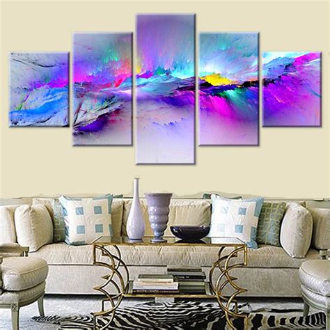 Wall Pictures For Living Room Abstract Canvas Painting Clouds Colorful ...