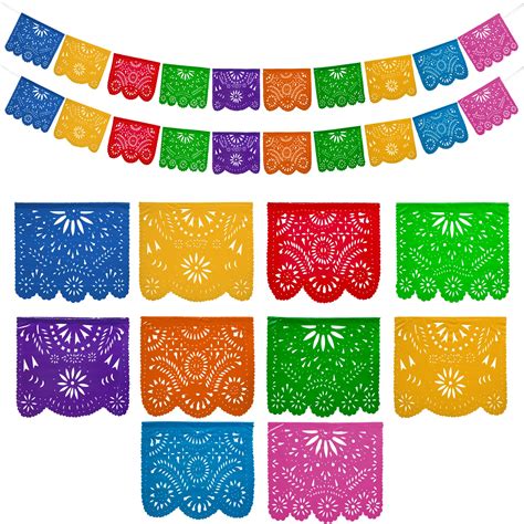 Buy Mexican Party Banners (2 Pack with 10 Multicolor Plastic s per Banner) - Mexican Themed ...