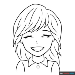 Anime Smile Coloring Page | Easy Drawing Guides