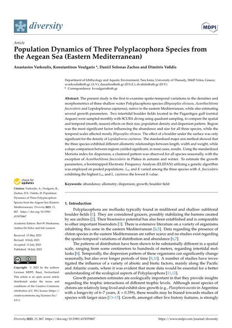 (PDF) Population Dynamics of Three Polyplacophora Species from the Aegean Sea (Eastern ...