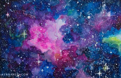 Watercolor Galaxy Painting by Kenna Reid | Nebula painting, Painting ...