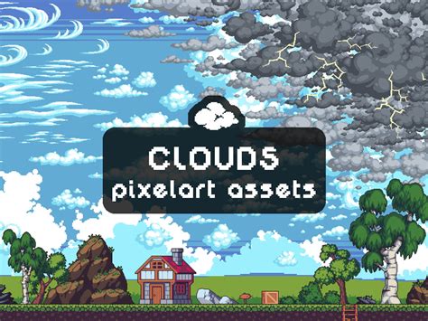 Free Clouds Pixel Art Asset Pack by 2D Game Assets on Dribbble