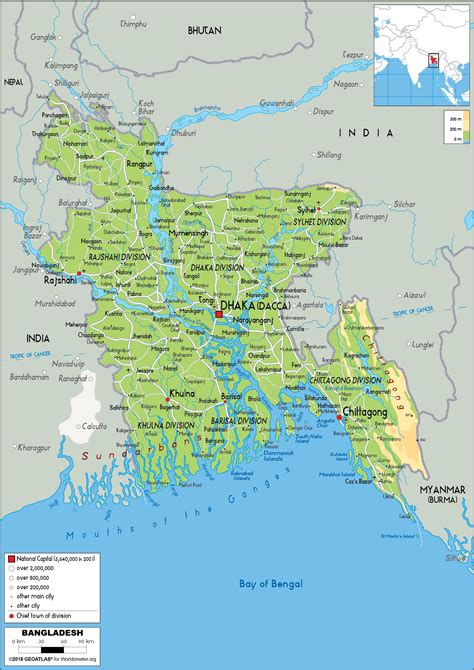 Bangladesh Map (Physical) - Worldometer