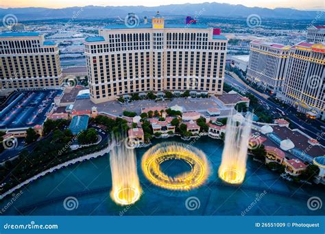 Aerial View of Musical Fountains in Las Vegas Editorial Stock Image - Image of bellagio ...