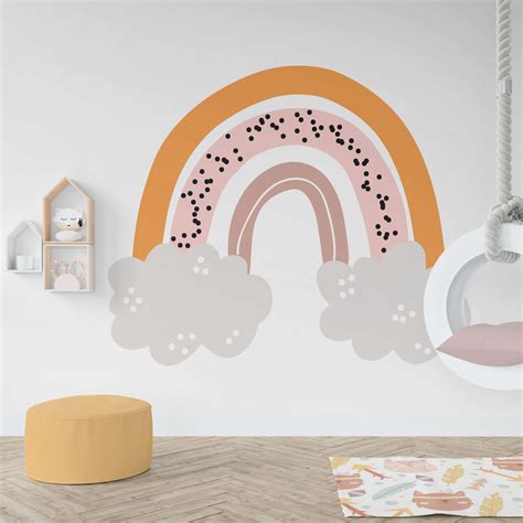 Rainbow With Clouds Wall Decal - Moonwallstickers.com