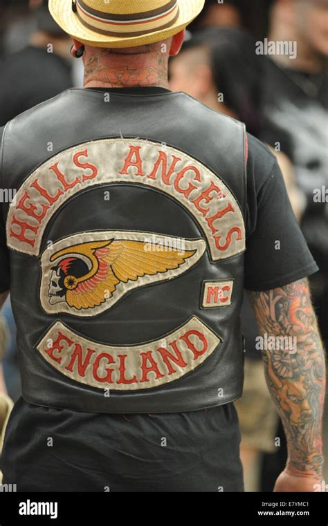 London, UK. 26th Sep, 2014. A member of the Hells Angels Motorcycle ...