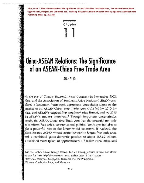 China-ASEAN Relations: The Significance of an ASEAN-China Free Trade ...