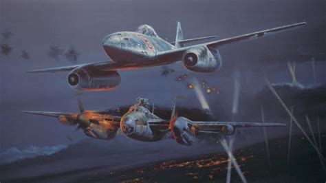 war, 1080P, De Havilland Mosquito, art, Messerschmitt Me 262, aviation, ww2, night fighter ...