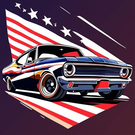 Premium Vector | Isolated vintage car in usa flag